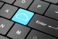 Cloud networking concept: Cloud on computer keyboard background Royalty Free Stock Photo