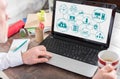 Cloud networking concept on a laptop screen Royalty Free Stock Photo