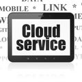 Cloud networking concept: Tablet Computer with Cloud Service on display Royalty Free Stock Photo