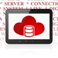 Cloud networking concept: Tablet Computer with Database With Cloud on display Royalty Free Stock Photo