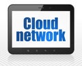Cloud networking concept: Tablet Pc Computer with Cloud Network on display Royalty Free Stock Photo