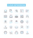 Cloud networking vector line icons set. Cloud, Networking, CloudComputing, SaaS, SA, IaaS, PaaS illustration outline
