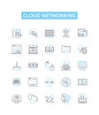 Cloud networking vector line icons set. Cloud, Networking, CloudComputing, SaaS, SA, IaaS, PaaS illustration outline