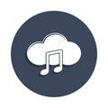 cloud and note icon in badge style. One of music collection icon can be used for UI, UX Royalty Free Stock Photo