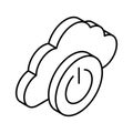Cloud with off button isometric icon of cloud off in trendy style Royalty Free Stock Photo