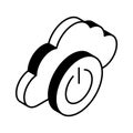 Cloud with off button isometric icon of cloud off in trendy style Royalty Free Stock Photo
