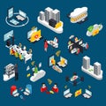 Cloud Office Isometric Icons Set