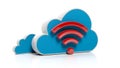 Cloud online storage icons with red wifi icon