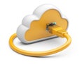 Cloud with a orange network plug. 3d illustration on a white background. Royalty Free Stock Photo