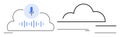 Voice Recognition and Cloud Storage Concept with Minimalist Line Art and Microphone Icon Royalty Free Stock Photo
