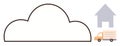 Cloud storage concept with delivery truck and house, symbolizing digital data transfer and access Royalty Free Stock Photo