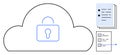 Cloud Security Concept with Lock and Documents Representing Data Protection and Privacy Tools Royalty Free Stock Photo