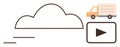 Cloud storage and online delivery concept with a truck and play button indicating streaming Royalty Free Stock Photo