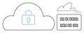 Cloud storage security with binary code and lock for secure data encryption and privacy protection Royalty Free Stock Photo
