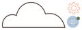 Cloud outline with gear and eye icons representing technology, data visualization, and security Royalty Free Stock Photo