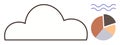 Cloud Shape with Pie Chart and Wavy Lines Representing Data Analysis and Environmental Concepts Royalty Free Stock Photo