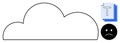 Cloud storage overload concept with sad face and text document stack Royalty Free Stock Photo