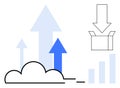 Cloud Data Growth and Storage with Arrows Indicating Upload and Download Processes Royalty Free Stock Photo