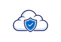 The cloud is outlined in blue, symbolizing cloud computing and data Royalty Free Stock Photo