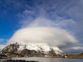 Cloud over mountain, Lofoten Islands, Norway Royalty Free Stock Photo