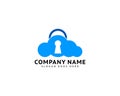 Cloud padlock logo icon design concept illustration