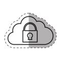cloud padlock secuirty system technology thin line Royalty Free Stock Photo