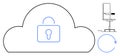 Cloud Security with Locked Padlock, Office Chair, and Circular Arrow Symbolizing Protection and Continuity Royalty Free Stock Photo