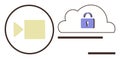 Cloud Data Security and Video Storage Concept with Lock and Camera Elements Royalty Free Stock Photo