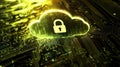 a cloud with a padlock on top of it Royalty Free Stock Photo