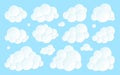 Cloud paper cut weather blue info banner flat set