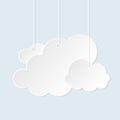 Cloud paper cut weather white info banner flat set