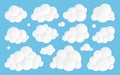 Cloud paper cut weather white info banner flat set
