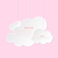 Cloud paper cut weather white info banner flat set