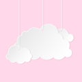 Cloud paper cut weather white info banner flat set