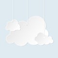 Cloud paper cut weather white info banner flat set