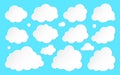 Cloud paper cut weather white info banner flat set