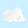 Cloud paper cut weather white info banner flat set