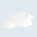 Cloud paper cut weather white info banner flat set