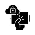 Cloud password black icon, concept illustration, vector flat symbol, glyph sign. Royalty Free Stock Photo