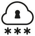 Cloud password protection black icon. Data security symbol Royalty Free Stock Photo