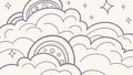 Cloud Pattern with Stars and Raindrops, Dreamy Weather Design, vector design Generative AI Royalty Free Stock Photo