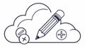 Cloud with pencil and plus, edit and add cloud data icon vector design Generative AI