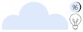 Cloud with Percentage and Light Bulb Icons Representing Data, Insights, and Technology Solutions Royalty Free Stock Photo