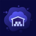 Cloud platform for warehouse icon, vector design