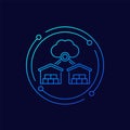 Cloud platform for warehouses icon, linear design Royalty Free Stock Photo