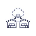 Cloud platform for warehouses line icon, vector