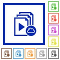 Cloud playlist flat framed icons