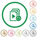 Cloud playlist flat icons with outlines Royalty Free Stock Photo