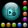 Cloud playlist icons in color illuminated glass buttons