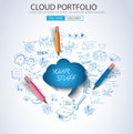 Cloud Portfolio concept with Doodle design style Royalty Free Stock Photo